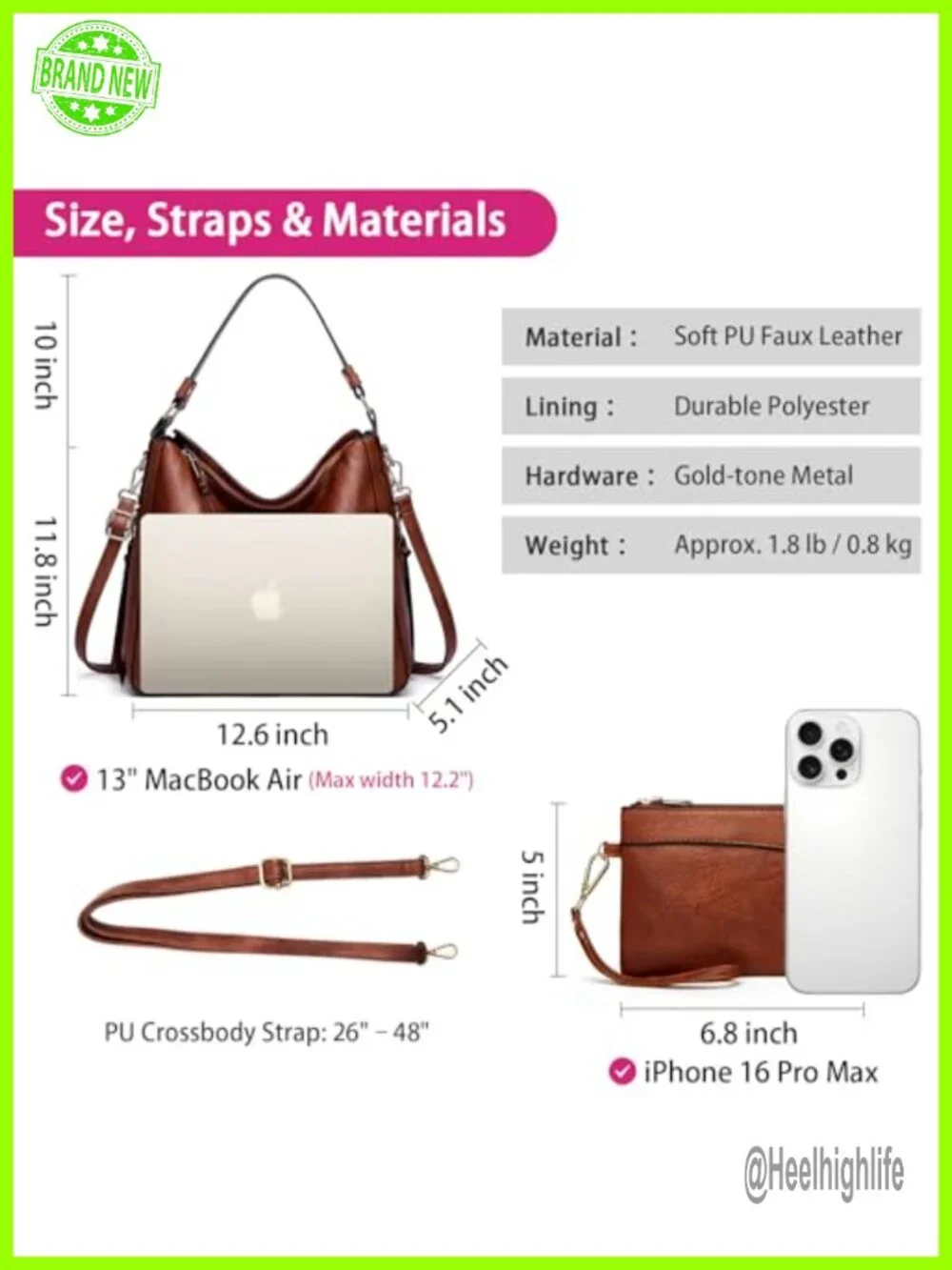 Large Hobo Tote with Detachable Crossbody Strap and Wallet Set